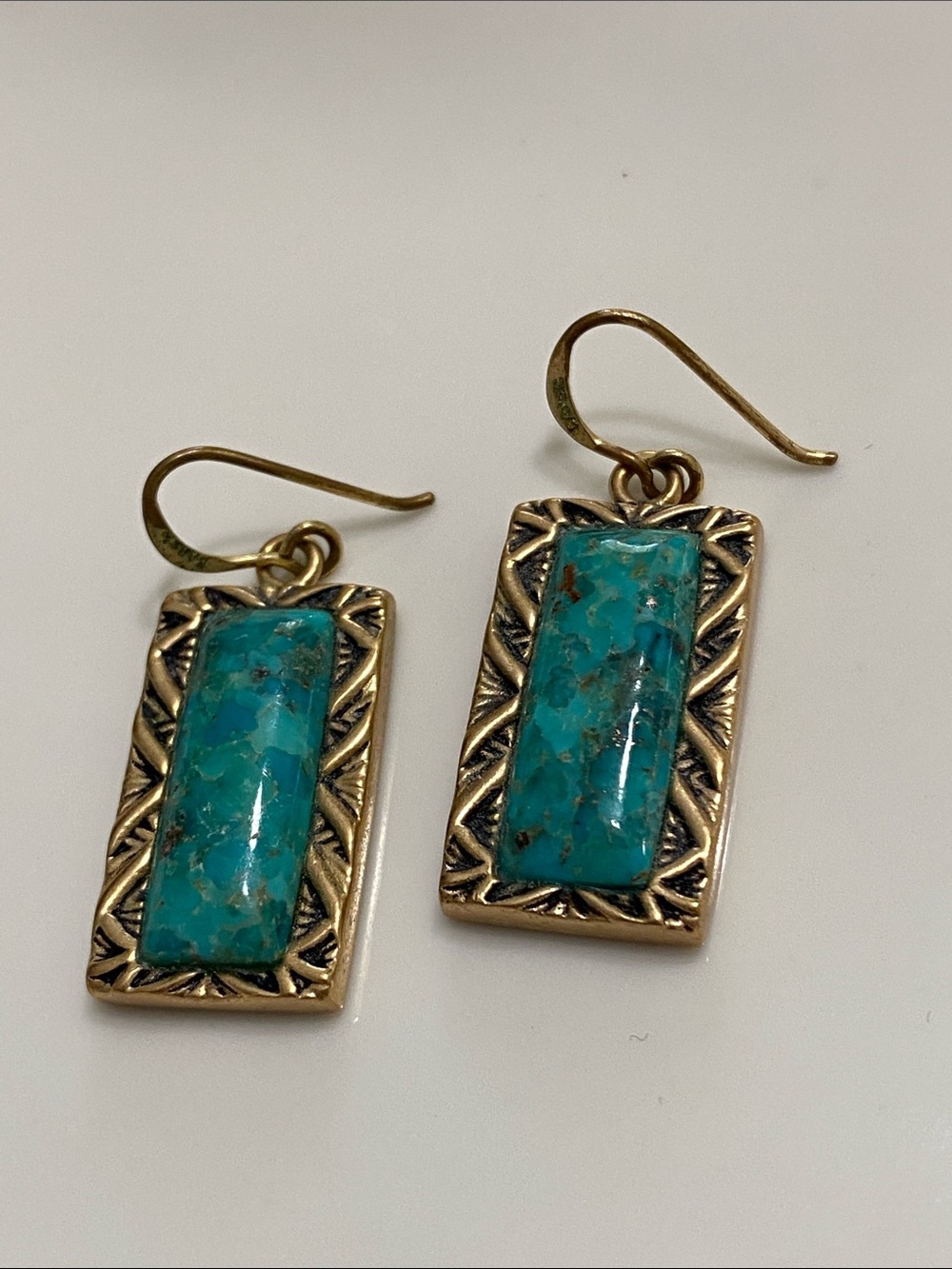 Studio Barse Gold-Tone Turquoise Rectangular Drop Earrings
